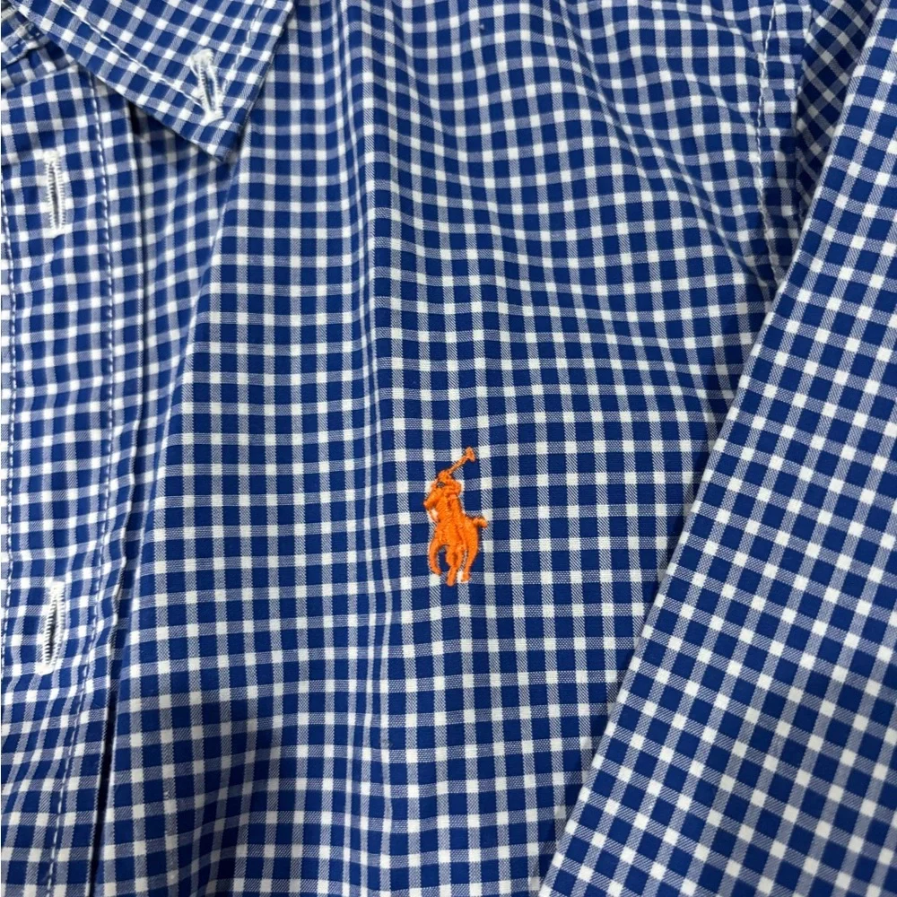 Ralph Lauren Blue and White Gingham Button-Down Shirt